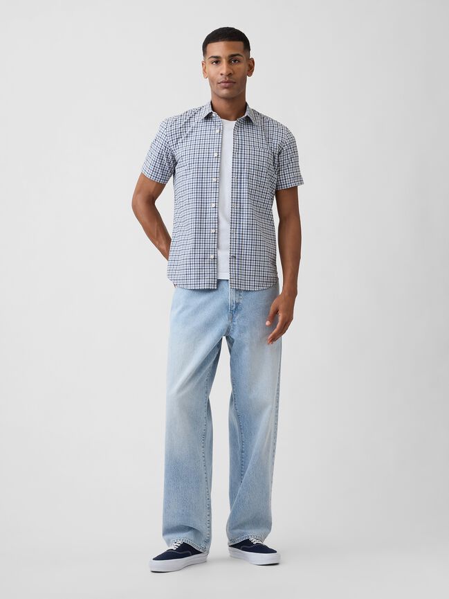 Stretch Poplin Shirt in Standard Fit gap stretch poplin shirt in standard fit