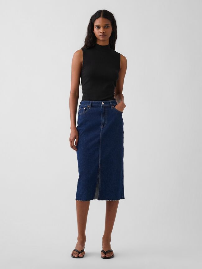Denim Midi Pencil Skirt gap denim midi pencil skirt