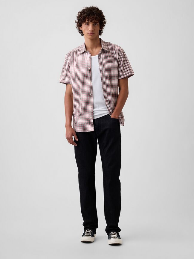 Stretch Poplin Shirt in Standard Fit gap stretch poplin shirt in standard fit