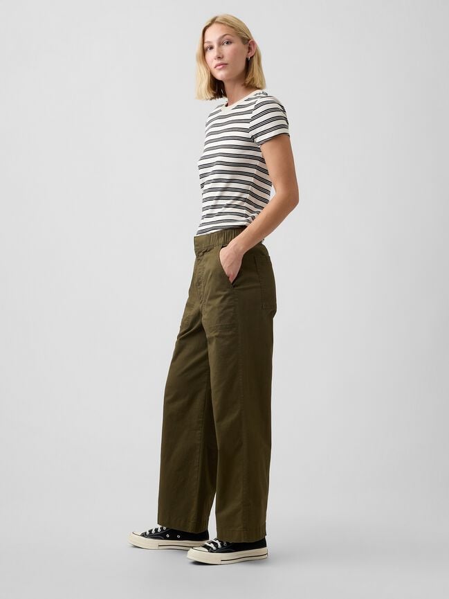 Mid Rise Wide-Leg Khakis gap mid rise wide leg khakis
