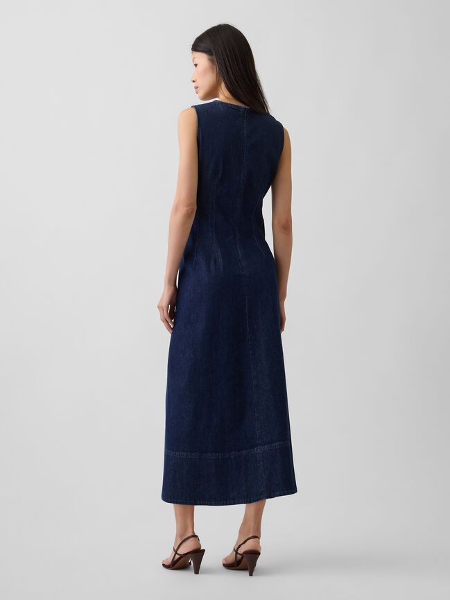 Denim V-Neck Maxi Dress gap denim v neck maxi dress