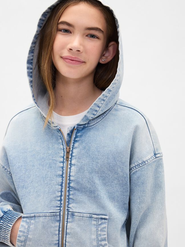 Kids Knit Denim Zip Hoodie gap kids knit denim zip hoodie