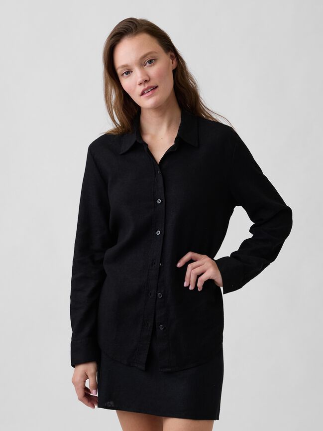 Oversized Linen-Blend Easy Shirt gap oversized linen blend easy shirt