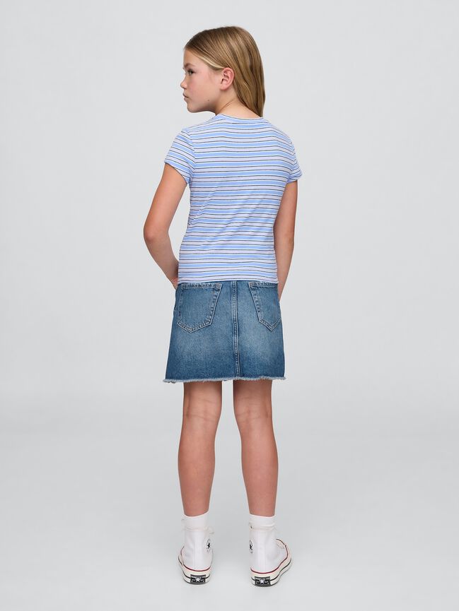 تنورة دينيم بخصر عالٍ للأطفال gap تنورة دينيم بخصر عالٍ للأطفال